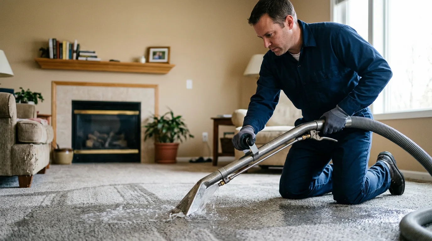 Water damage restoration technician working near Arverne, NY